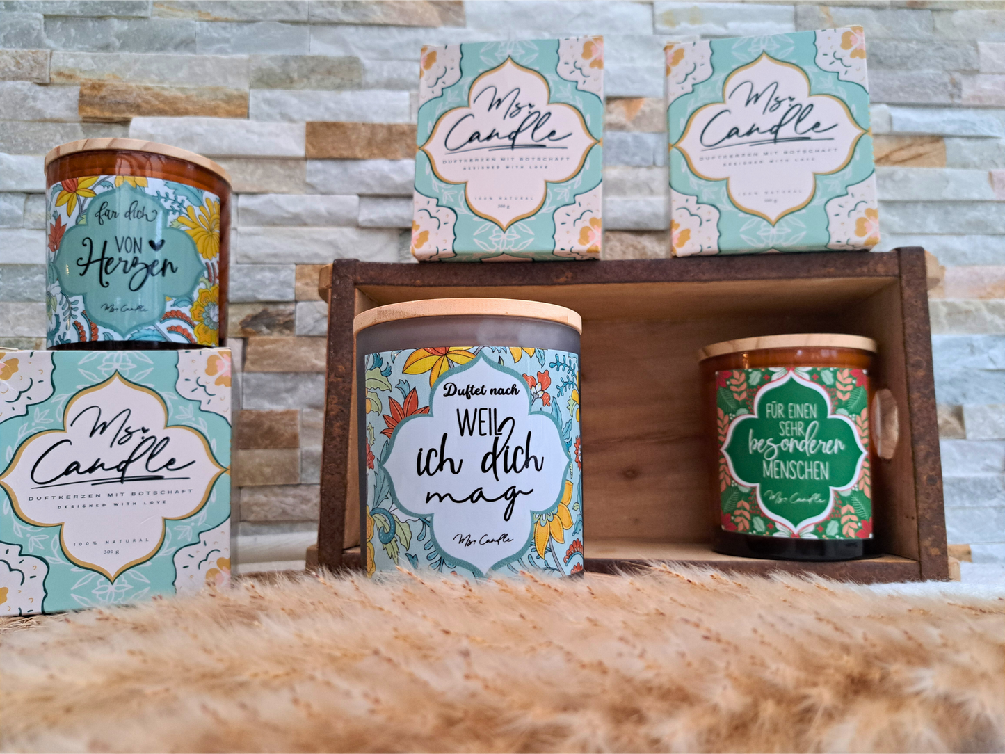 Duftkerze mit Spruch - Herbstlich Willkommen