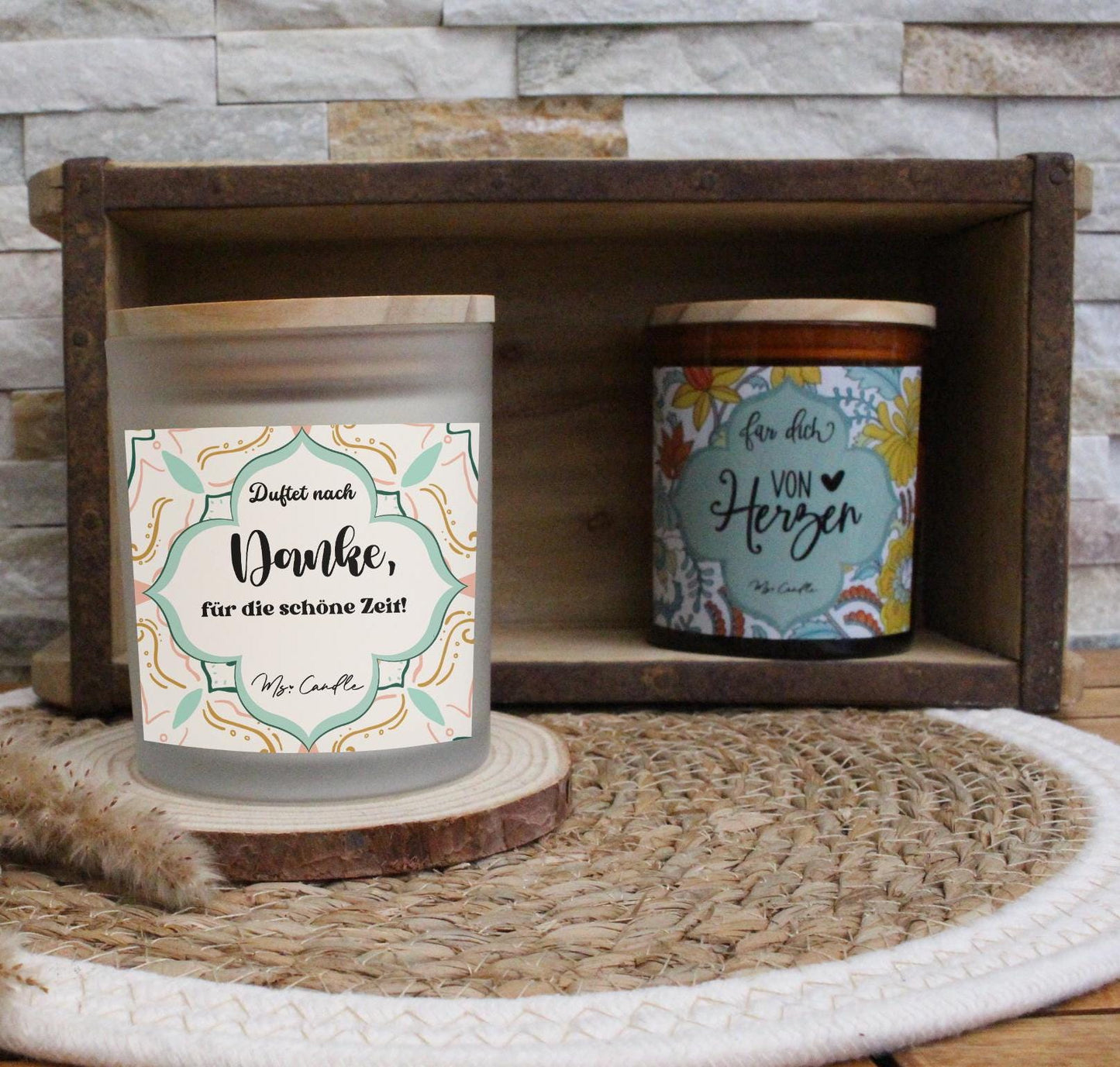 Duftkerze mit Botschaft - Danke, für die schöne Zeit