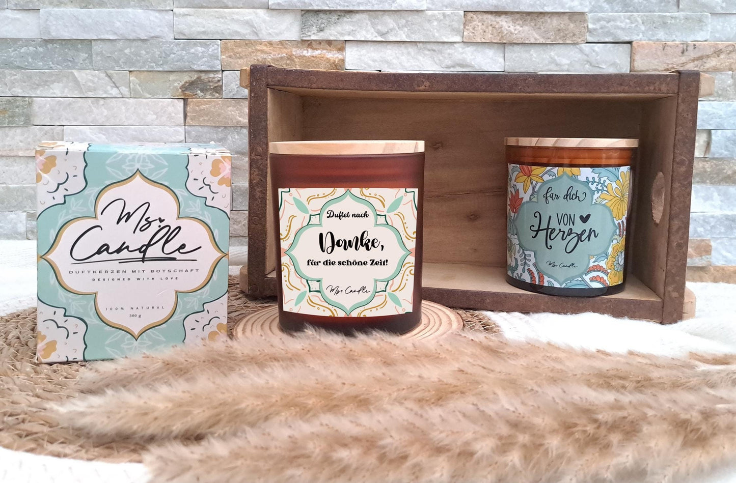 Duftkerze mit Botschaft - Danke, für die schöne Zeit