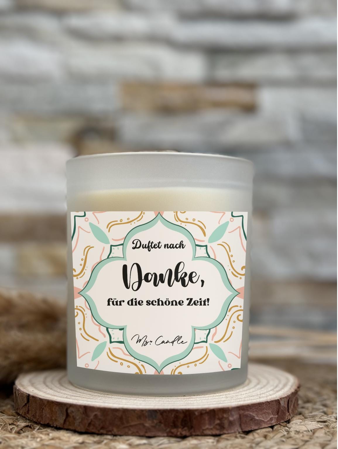 Duftkerze mit Botschaft - Danke, für die schöne Zeit