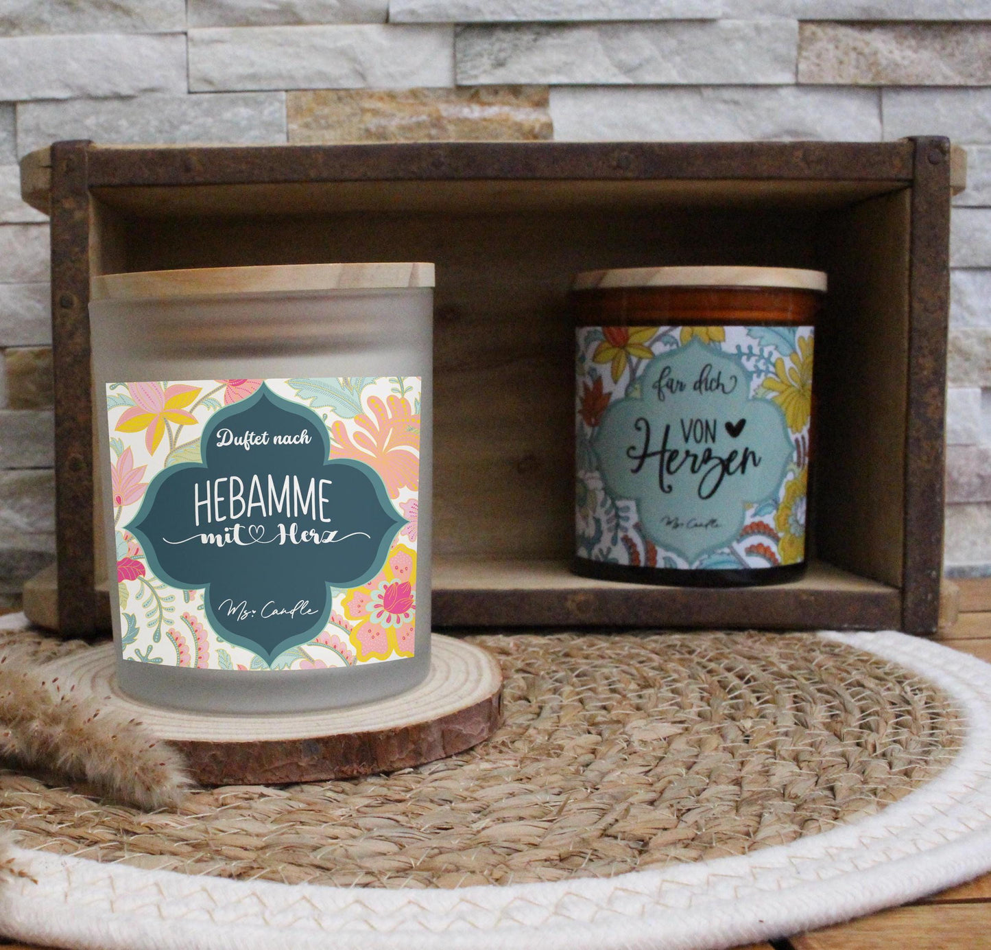Geschenk für Hebamme Danke Geschenk zum Abschied Hebamme Duftkerze Geschenk mit Spruch Hebamme mit Herz Sojawachs Kerze