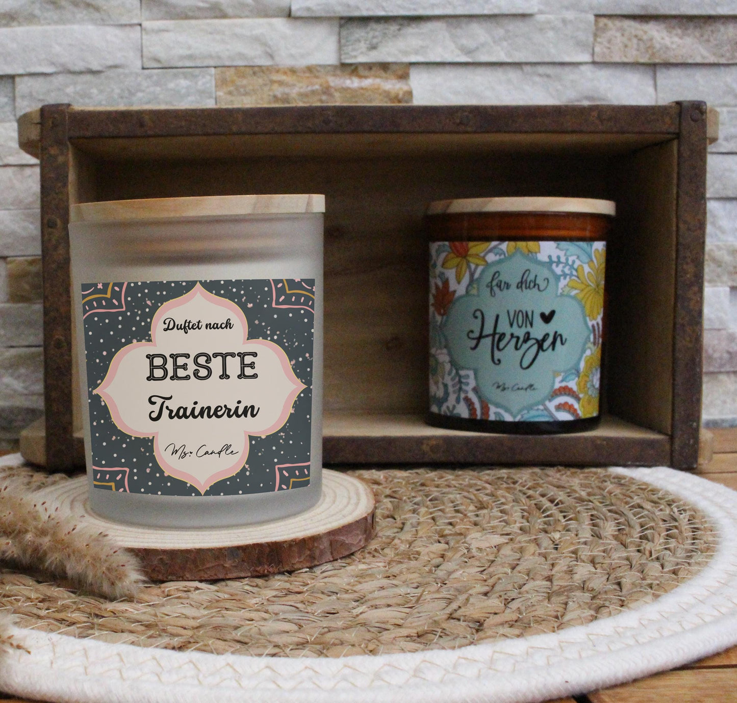 Kerze mit Botschaft - beste Trainerin
