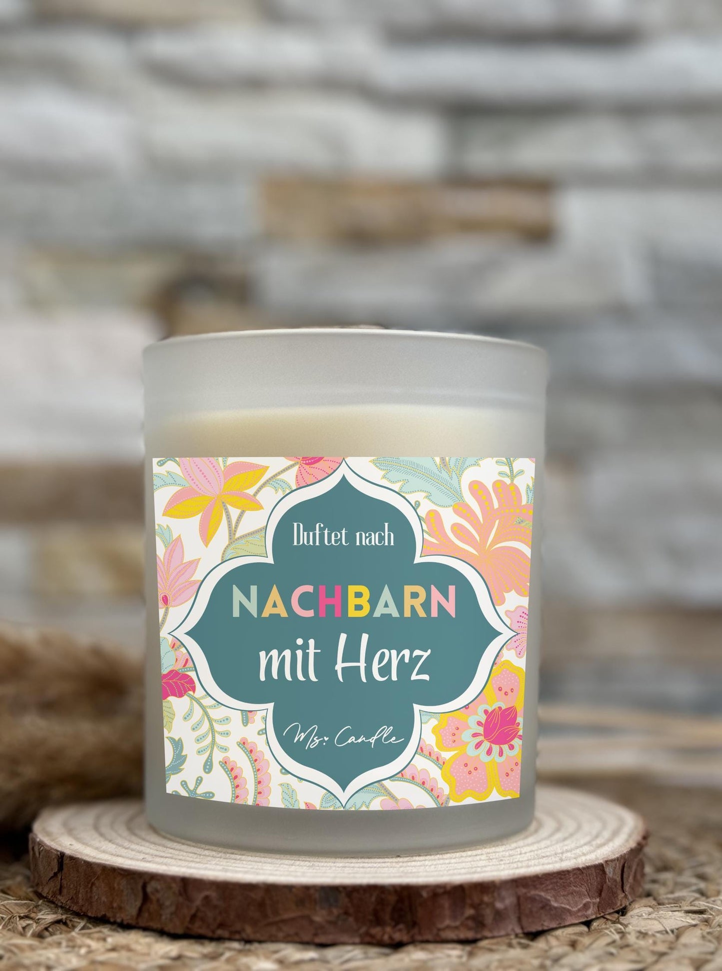 Geschenk für Nachbarn Duftkerze mit Spruch Geschenk zum Geburtstag Sojawachs Kerze mit Botschaft Nachbarn mit Herz Dankeschön Geschenk