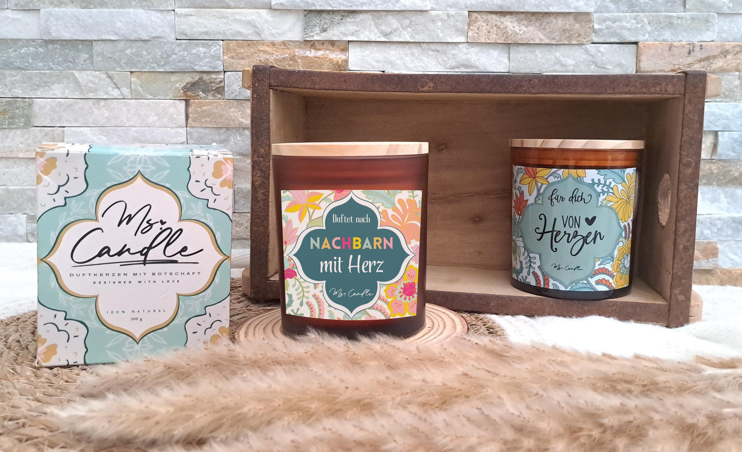 Geschenk für Nachbarn Duftkerze mit Spruch Geschenk zum Geburtstag Sojawachs Kerze mit Botschaft Nachbarn mit Herz Dankeschön Geschenk