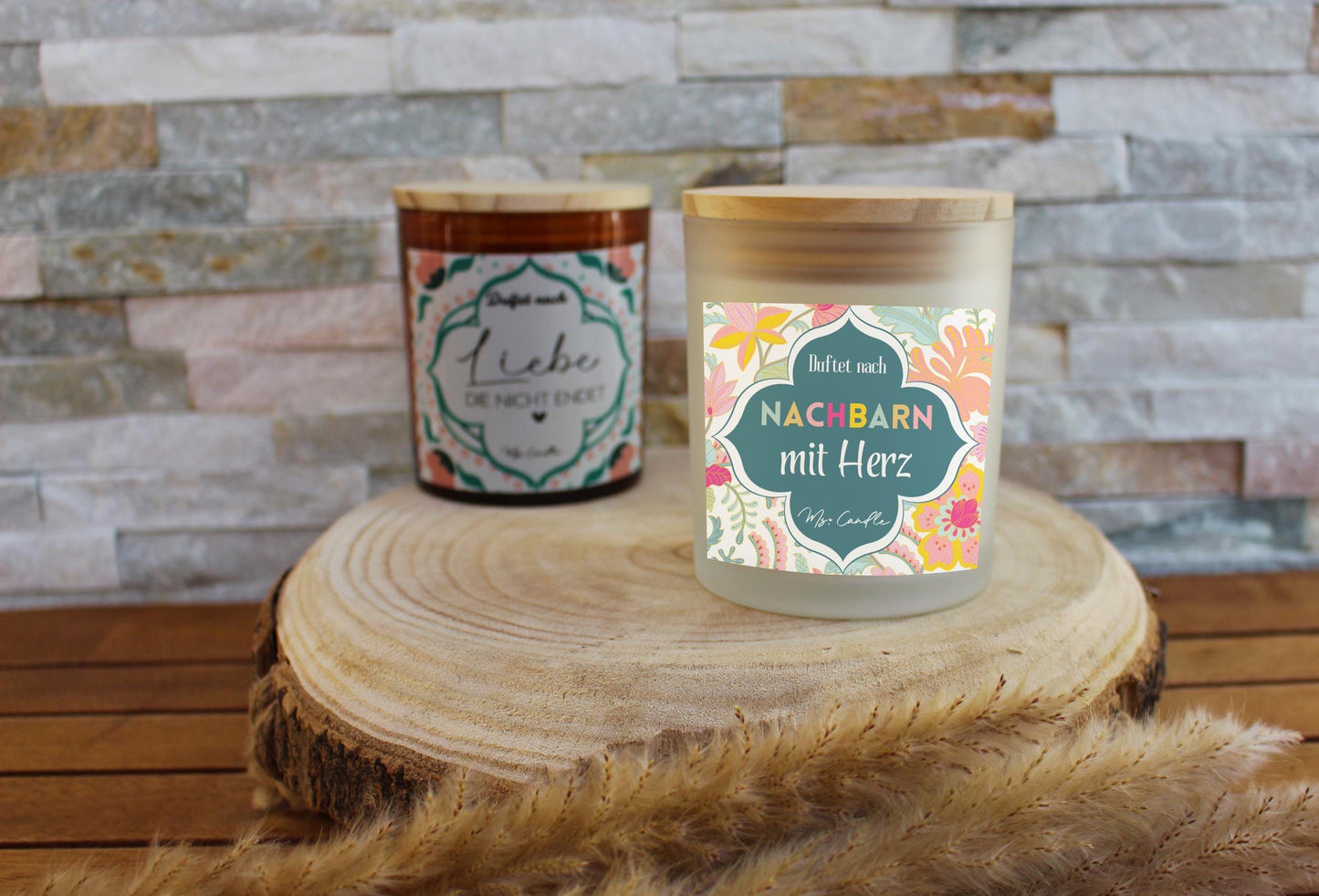 Geschenk für Nachbarn Duftkerze mit Spruch Geschenk zum Geburtstag Sojawachs Kerze mit Botschaft Nachbarn mit Herz Dankeschön Geschenk