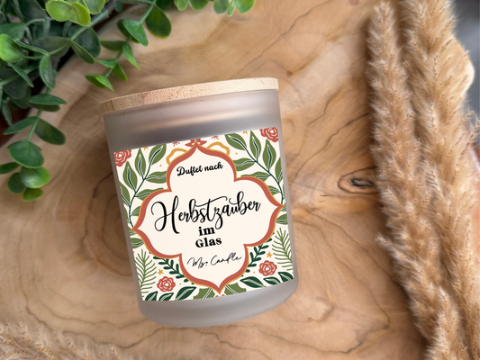 Duftkerze mit Spruch - Herbstzauber im Glas