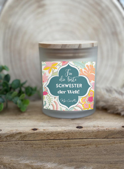 Duftkerze mit Botschaft - Für die beste Schwester der Welt